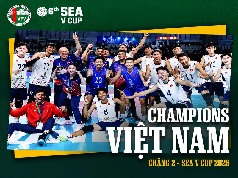 Bóng chuyền nam Sea V Cup 2026:Việt Nam lên ngôi thuyết phục