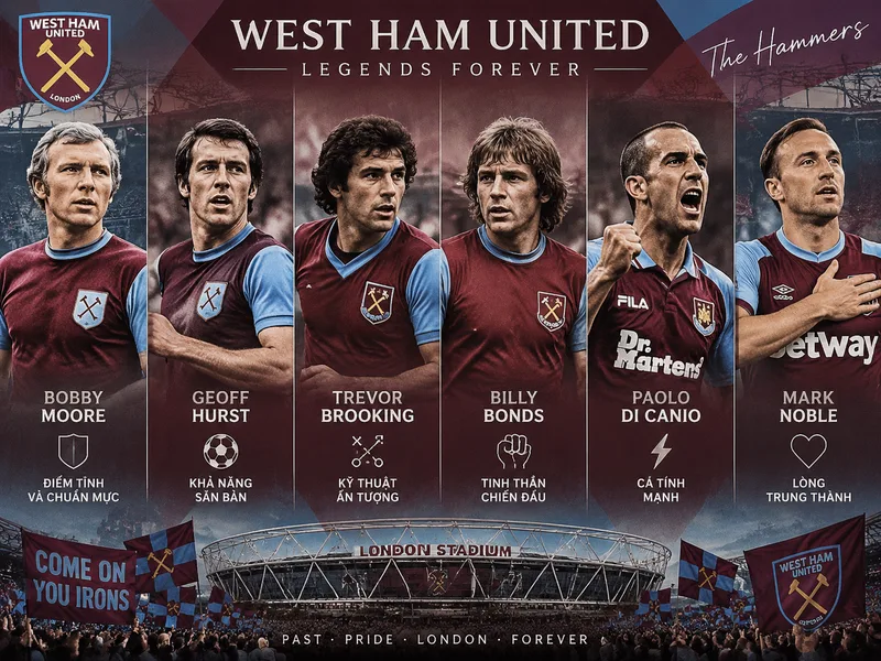 Bobby Moore, Geoff Hurst và nhiều huyền thoại đã góp phần tạo nên lịch sử West Ham United.