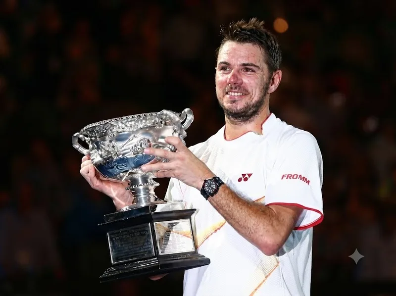 Stan Wawrinka ăn mừng chức vô địch Australian Open 2014, danh hiệu Grand Slam đầu tiên trong sự nghiệp.